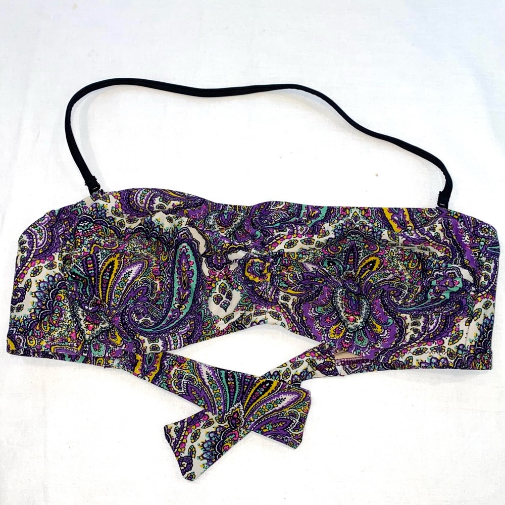 JCREW 32D Purple Paisley Bandeau Wired Bikini Top